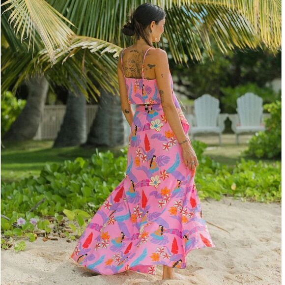XI 19 Palms Honolulu Hawaii pink palm kohala resort maxi skirt small… - Picture 4 of 10